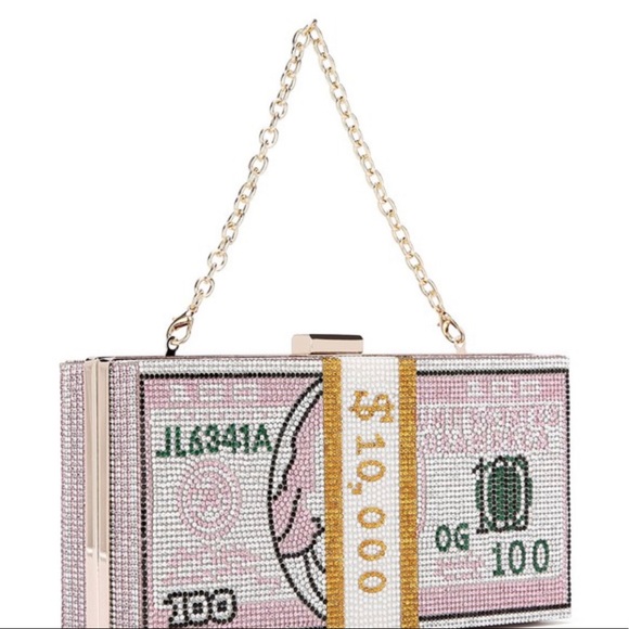 •Bank Roll Betty• Pink Instinct Rhinestone Clutch - Picture 2 of 6